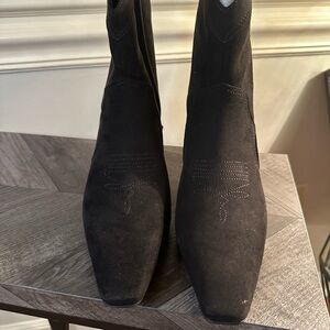 INC International Concepts Black Suede Square-Toe Chelsea Boots